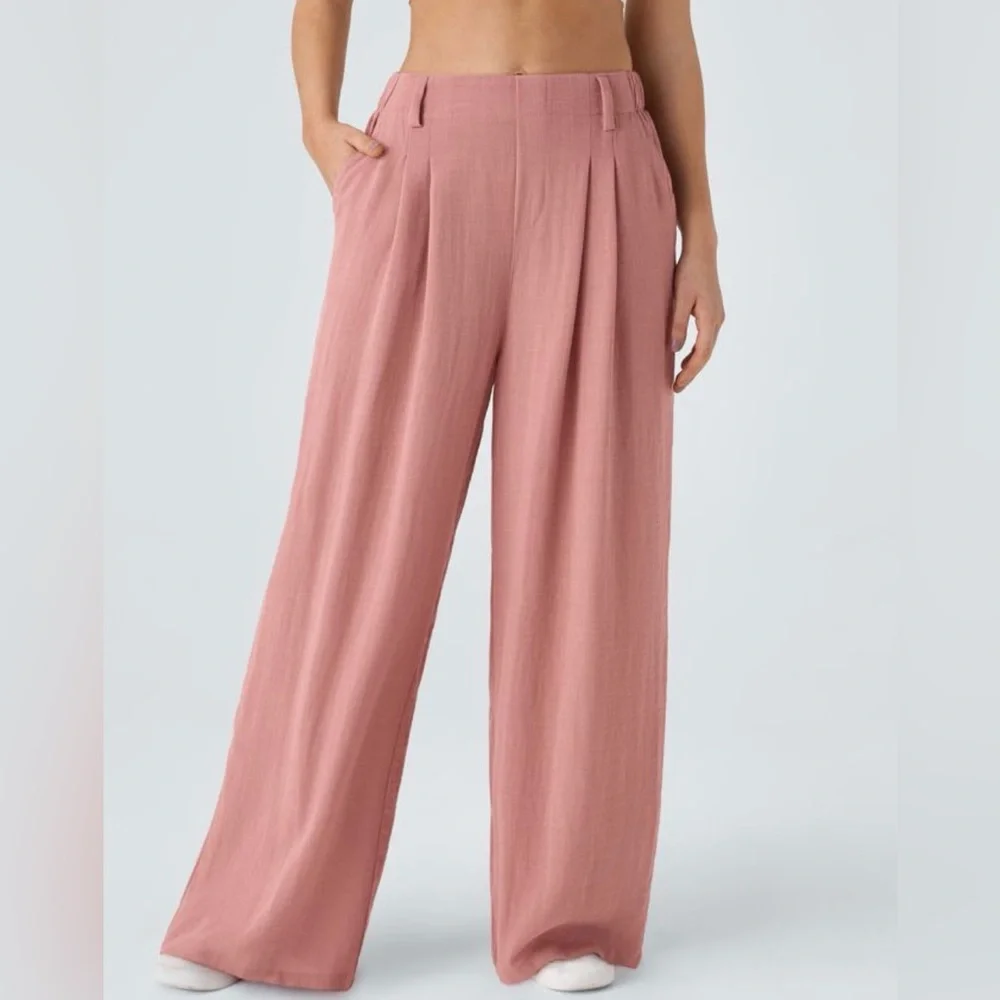 Halara High Waisted Pocket Wide Leg Flowy Solid Palazzo NWT Size L - Picture 1 of 12